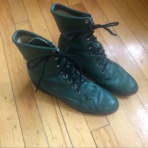 Vintage Justin Lace up Kiltie Roper Boot